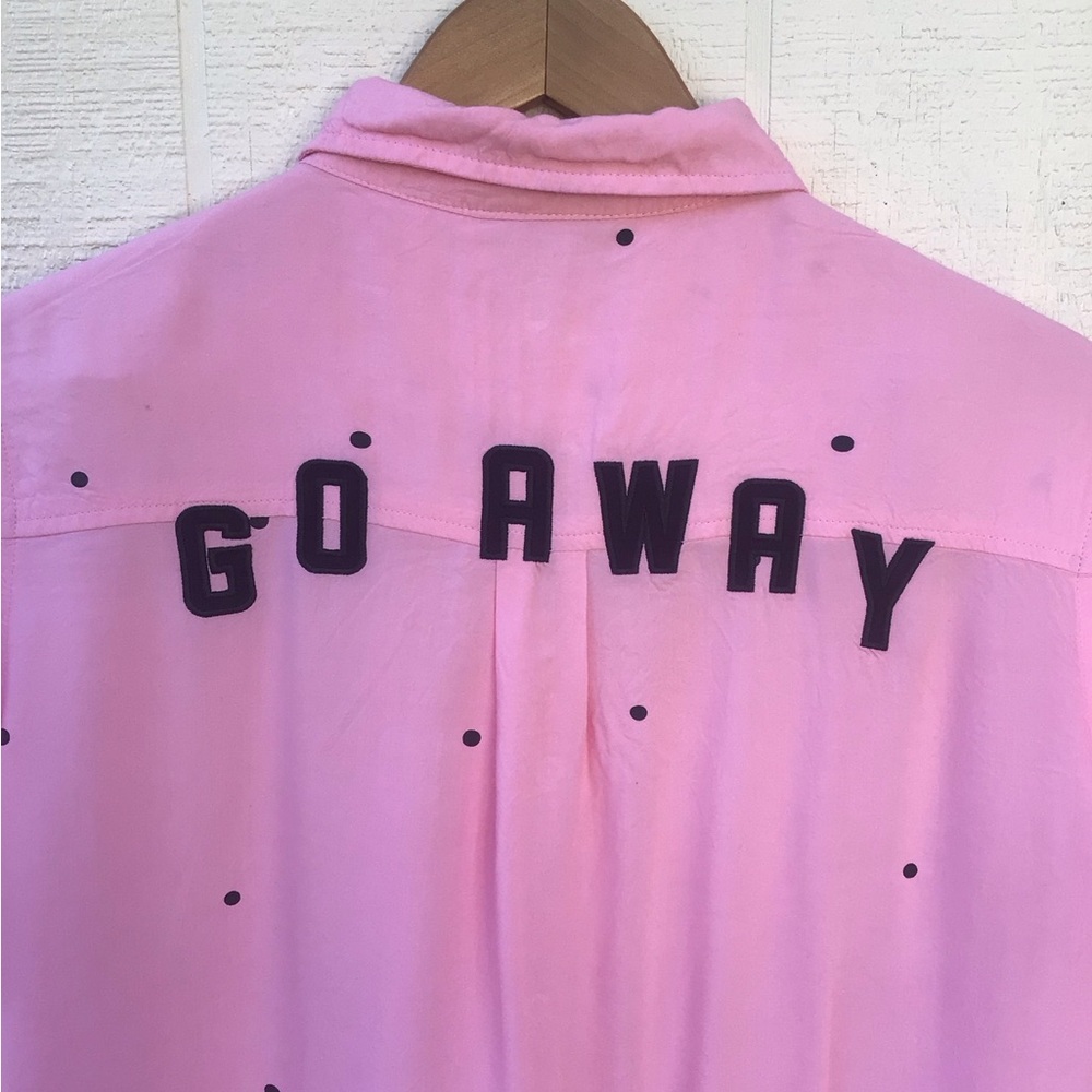 Lazy Oaf Go Away pink polka dot button up shirt dress - Picture 12 of 16